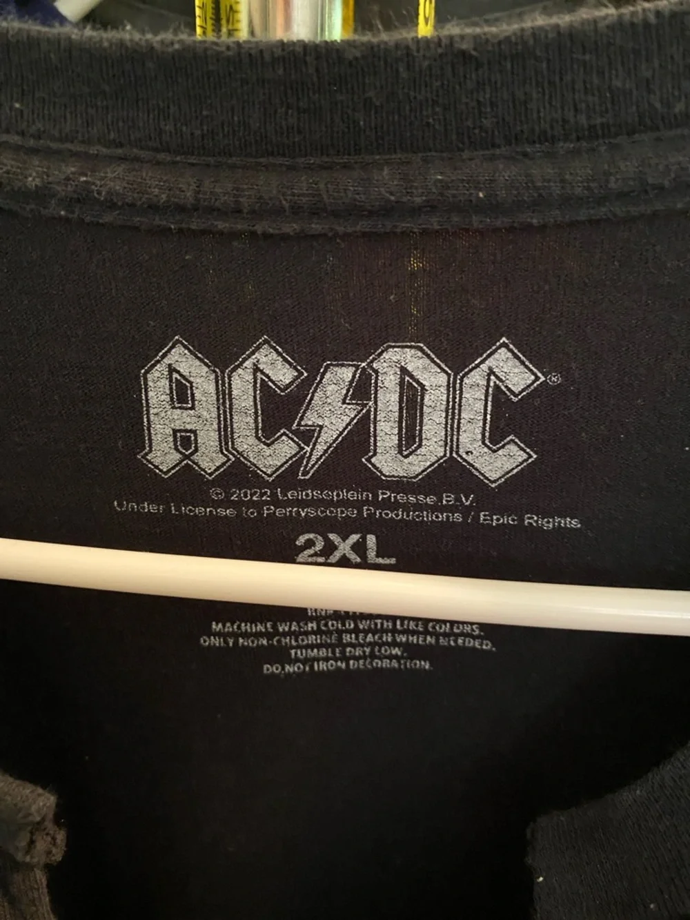 AC/DC Black and Gray 'Highway to Hell' Band Tee with raw hem v-neck and rolled